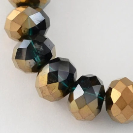 1 x Streng glaskralen (68~70 stuks) facet rondelle briolette kristal 8 x 6mm gat: 1mm Teal