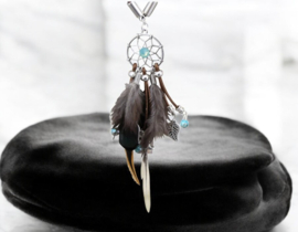 2x DQ metalen bedels dromenvanger dreamcatcher ca. 21 x 18mm  (voor Swarovski SS16 flatback) antiek zilver kleur