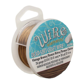 1 rol Beadsmith Craft Wire rond 26 Gauge – 27,4 meter – Vintage Bronze (Nikkelvrij)