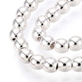 10 x Hematiet kralen 3 mm – gat 1 mm – silver plated (Nikkelvrij)