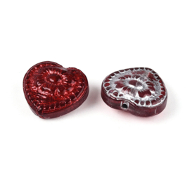 10 x Glaskralen hartvorm 15 mm – gat 1~1,2 mm – mix kleuren