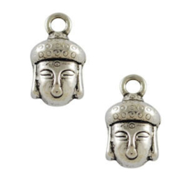 2 x Bedel Buddha 14x8 mm Antiek Zilver