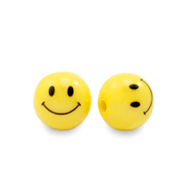 10 x acryl kralen smiley Yellow 8mm  (Ø2.5mm)