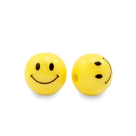 10 x acryl kralen smiley Yellow 8mm  (Ø2.5mm)