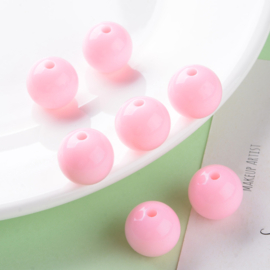10 x Acryl kralen rond 16 x 15 mm – gat 2,8 mm – Pearl Pink