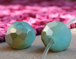 1 x Streng glaskralen facet rondelle briolette kristal 8 x 6,5mm gat 1mm, light sky blue