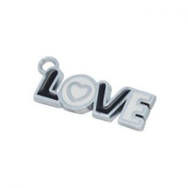 2 x Kinderkralen Metalen Bedel Love zwart wit 32x11 mm