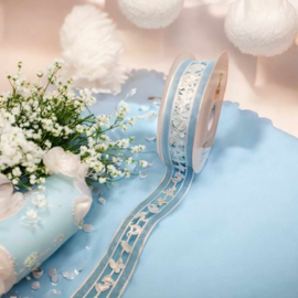 50 cm Luxe satijnlint organzalint c.a 40 mm breed licht blauw baby shower