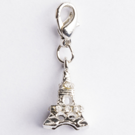 Be Charmed eiffeltoren bedel met karabijnsluiting zilver met een rhodium laag (nikkelvrij)