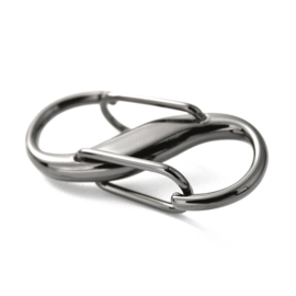 1 x Metalen dubbele S-karabijnhaak 27,5 x 13 x 7 mm – hematietkleur