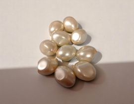 10 x Grote geslepen glasparels ivoor 15 x 10mm gat: 1mm