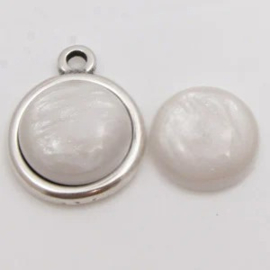 1 x Polaris Cabochon Jais White 16,4mm