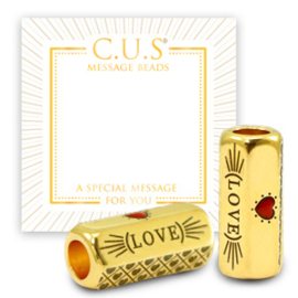 1 x C.U.S® Sieraden message beads "love and life" & heart Goud (nikkelvrij)