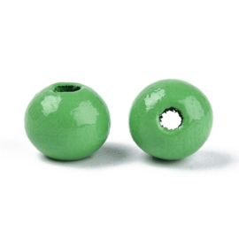20 x Houten kralen rond 8 x 7 mm – gat 2 mm – Light Green
