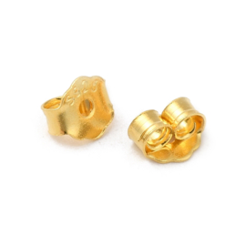 1 paar 925 sterling zilveren oorbelstoppers 4,5 x 4 x 2 mm – gat ca. 0,9 mm – 18K verguld