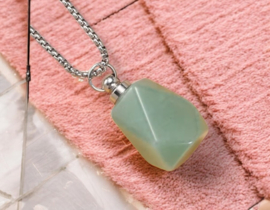 Gedenk hanger mini urn edelsteen Aventurine met ketting 