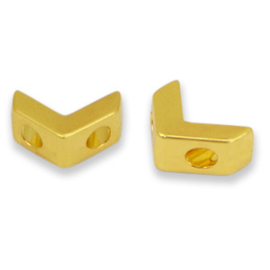 2 x metalen Tile beads arrow Gold  ca. 8x6mm (Ø1.5mm)