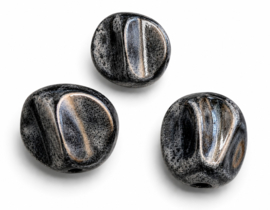 10 x Two tone acryl kralen 20 x 16,5 mm – gat 2,2 mm – zwart grijs gemêleerd