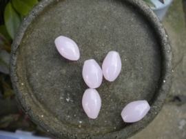 10 x Mooie ovale glaskraal mat roze 16 x 11mm