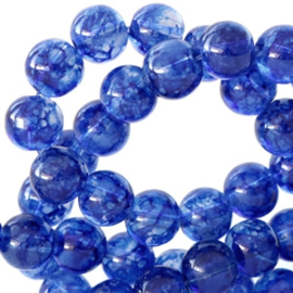 30 x glaskralen transparant gemêleerd Cobalt blue 8mm