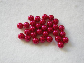 30 x glasparel 8mm gat: 1 mm kleur:  fel roze rood