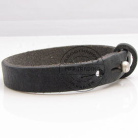 1 x Cuir Armband DQ Leer 8mm antraciet