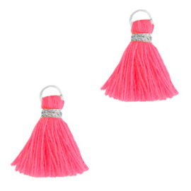 2 x Kwastjes 1.5cm Silver-hot pink