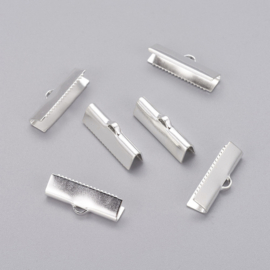 10 x  verzilverde veterklem 20 x 4mm