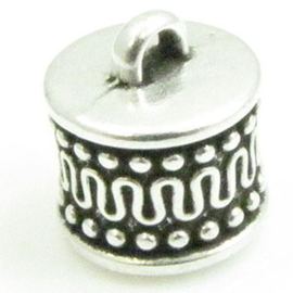 1 x DQ metaal eindkap ca. 12,5 x 11mm Ø8mm gat 2,5mm antiek zilver kleur (Nikkelvrij)