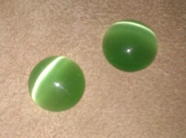 4x  Plaksteen glas cate-eye rond groen 12 mm
