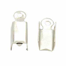 4 x Verzilverde veterklemmen voor veter 3–4 mm – oogje 1,4 mm – zilverkleur