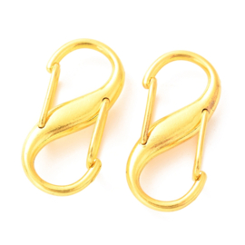 1 x Metalen dubbele S-karabijnhaak 27,5 x 13 x 7 mm – goudkleur