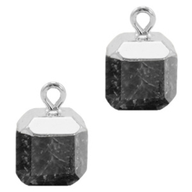 1 x Natuursteen hangers square Anthracite-silver Shimmer stone