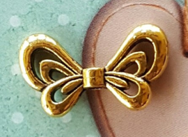 10 stuks tibetaans zilveren vlinder vleugel 17 x 9mm Gat: 1,5mm goud kleur