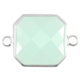 Crystal glas tussenstukken vierkant 16x16mm Crysolite green opal-Silver