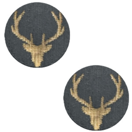 2 x Houten cabochon reindeer 12mm Dark grey