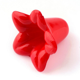 10  x Prachtige acryl bloem kelk 17 x 17 x 12mm, Gat: 1,5mm rood