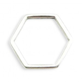 4 x DQ metaal tussenstuk Hexagon 17 x 1,5 mm Antiek Zilver kleur (Nikkelvrij)