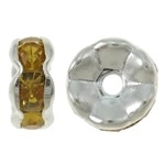 50 x Verzilverde Kristal Rondellen 7 mm light Amber