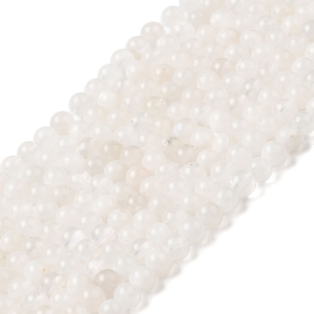 10 x Edelsteen kralen Rainbow Moonstone 4 mm – gat ca. 1 mm – wit met blauw schijnsel