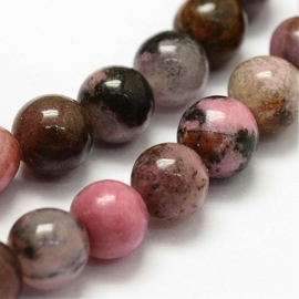 10  x edelsteen kraal van Rhodonite  8mm gat c.a. 1mm