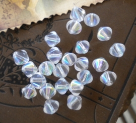 10 stuks prachtige bicone Opal glaskraal AB  8mm gat 1mm