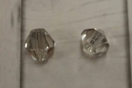 30  x Preciosa Kristal Bicone heel licht grijs transparant ca. 4 mm Gat: 1 mm