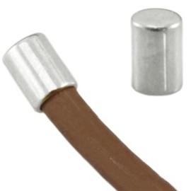 4 x DQ metaal eindkapje tube vorm Antiek zilver  ca. 6 x 6 or 5mm draad)  (Nikkelvrij)