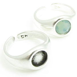 1 x DQ metaal ring setting 7mm antiek zilver kleur ca. 20 x 10,5mm, binnenmaat 17,5mm (Nikkelvrij)