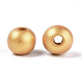 20 x Ronde houten kralen 8-8,5 x 6,8 mm – gat 1,8-2 mm – goudkleur