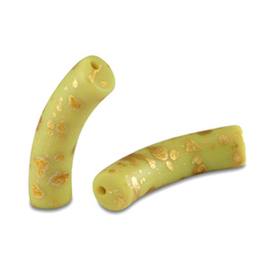 5 x Acryl kralen tube matt Lime green-gold ca. 33x8mm (gat Ø1.7mm)