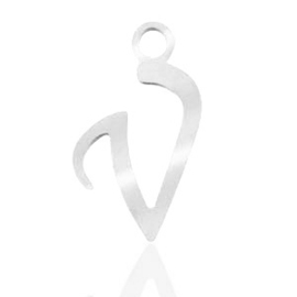 Roestvrij stalen (RVS) Stainless steel bedels initial V