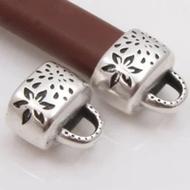 1 x DQ metaal eind kap antiek zilver kleur ca. 13,5 x 14,5mm Ø6x10mm (Nikkelvrij)