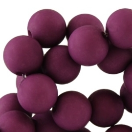 10 x Acryl kralen mat rond 12mm Dark violet purple gat: 2,4mm